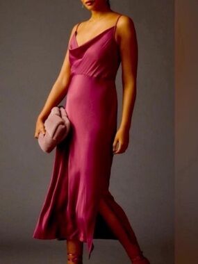 Anthropologie Elyse Satin slip midi dress size M